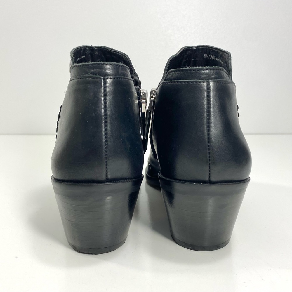 1. State Loka Black Leather Silver Studded Moto Biker Rock Western Ankle Boots 6 - Picture 8 of 12